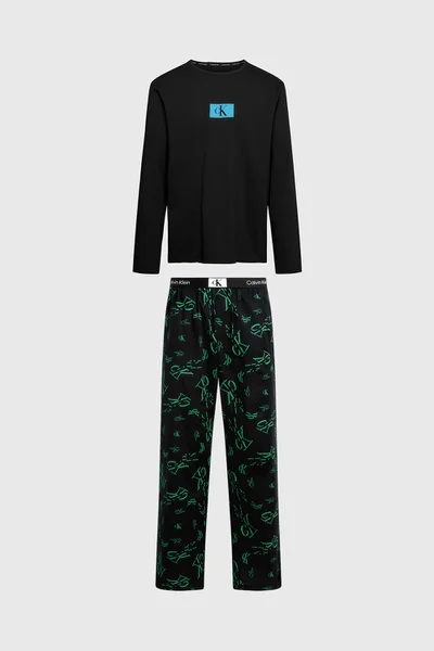 Dlouhé pánské pyžamo v černé barvě s potiskem Calvin Klein