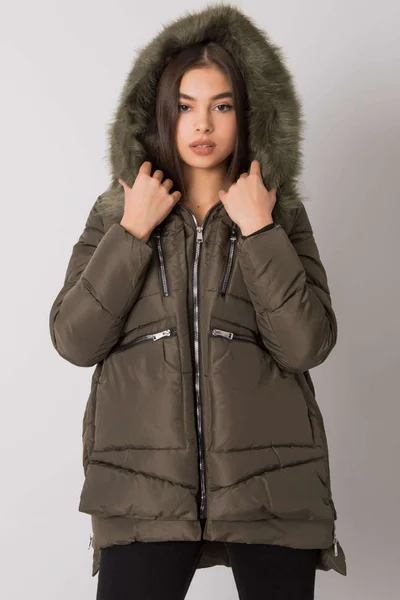 Khaki dámská zimní bunda s kapucí FPrice