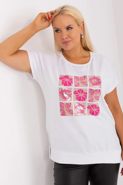 Bílé tričko s růžovým potiskem FPrice