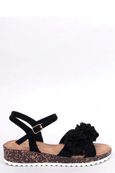 Dámské semišové páskové sandály v černé barvě Inello