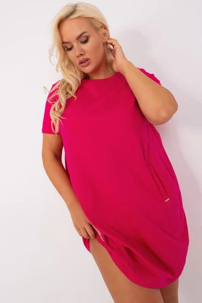 Tmavě růžové dámské oversize šaty FPrice