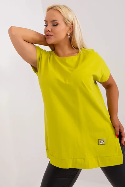Delší dámské žluté tričko FPrice asymetrický střih