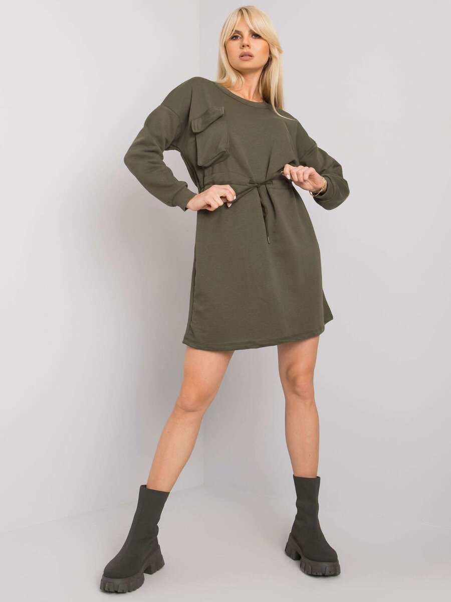 Dámské RUE PARIS Khaki teplákové dámské šaty FPrice, L/XL i523_2016103047772