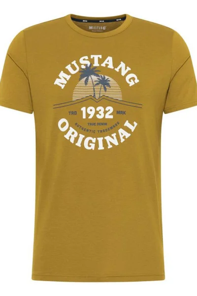 Pánské tričko s nápisem Mustang olivové