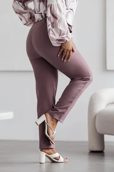 Elegantní plus size béžové kalhoty Moon