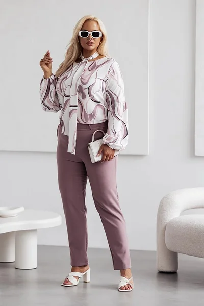 Elegantní plus size béžové kalhoty Moon