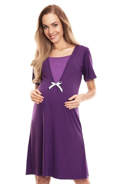 Tmavě fialová dámská těhotenská noční košilka PeeKaBoo