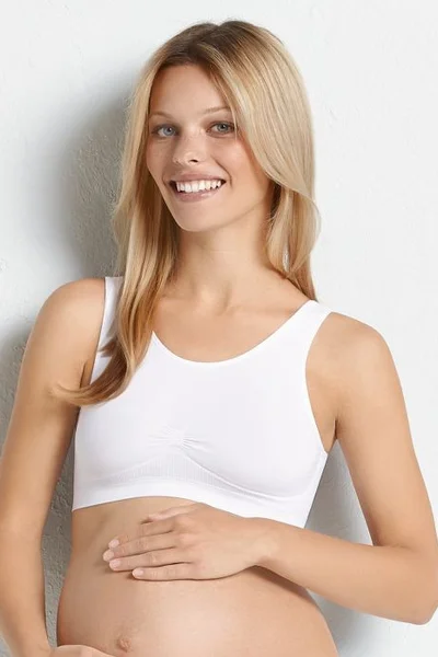 Dámský bílý seamless těhotenský top - Anita Maternity