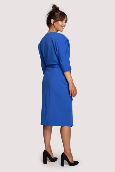 Královsky modré dámské midi šaty BeWear