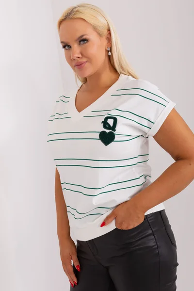 Dámské pruhované tričko V-neck FPrice