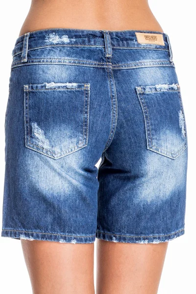 Dámské modré džínové šortky s odřenou nohou FPrice