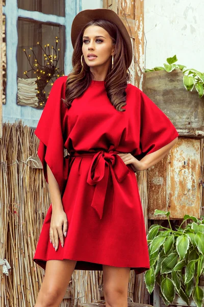 Červené volnější šaty Numoco 287-3 Sofia