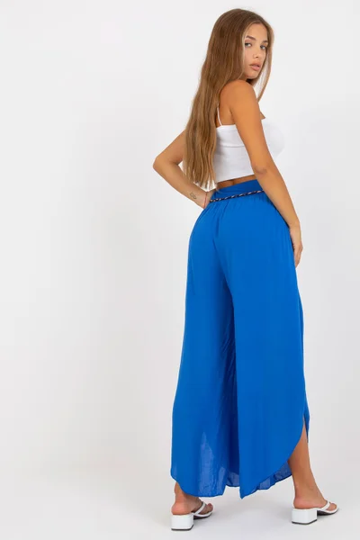 Široké letní dámské modré kalhoty Och Bella
