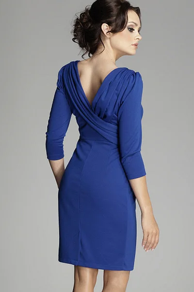 Modré elegantní šaty Figl 082