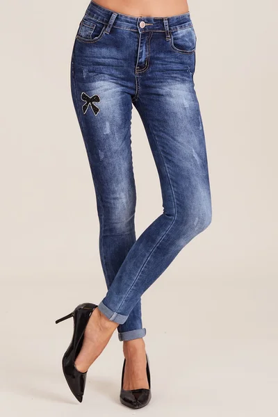 Dámské modré džíny s aplikací FPrice