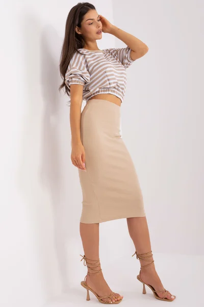 Béžový dámský dvoudílný komplet FPrice sukně a top