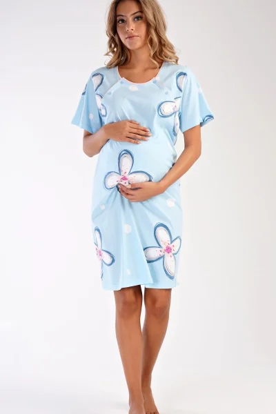 Baby blue dámská noční košilka pro těhotné Vienetta