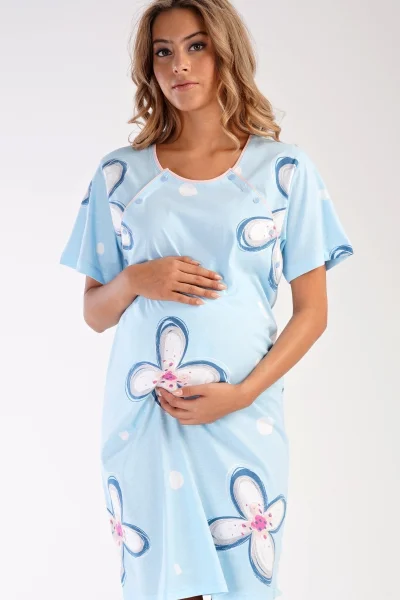 Baby blue dámská noční košilka pro těhotné Vienetta