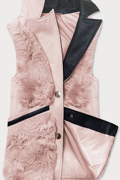 Lososová dámská vesta s kožíškem GU66 S'WEST (v barvě Růžová)