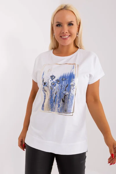 Modro-bílé dámské tričko s potiskem FPrice