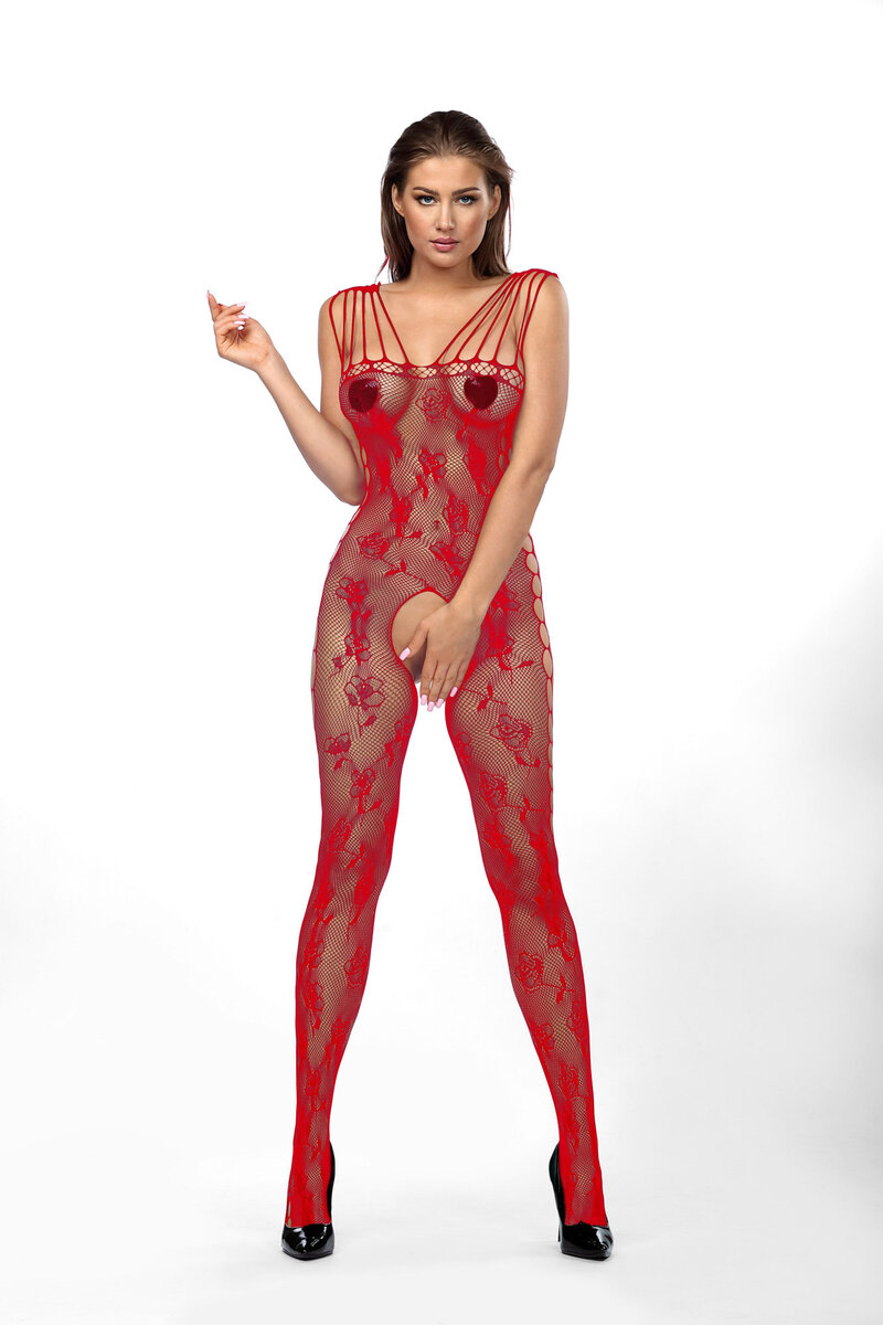 Žhavý dámský krajkový bodystocking v červené barvě Anais, L/XL i556_57706_1507_9