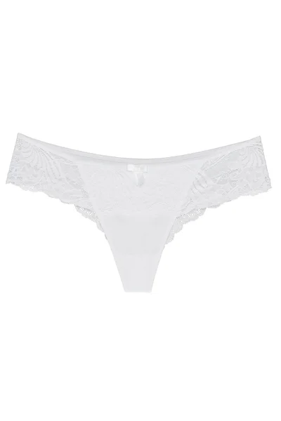 Dámské krajkové string kalhotky v bílé barvě Wol-Bar