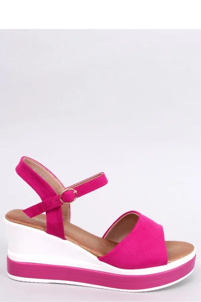 Růžovo-bílé dámské sandály na klínku Inello