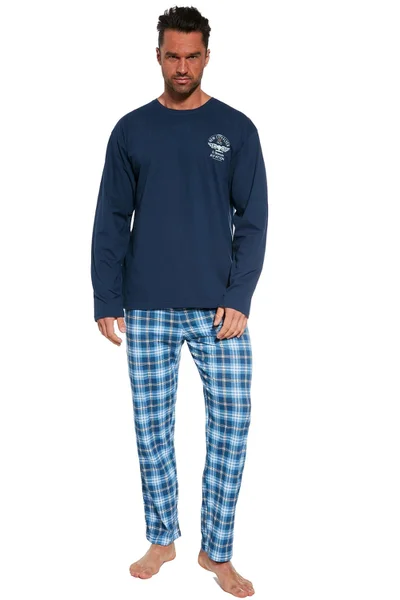 Modré bavlněné pyžamu pro muže Cornette