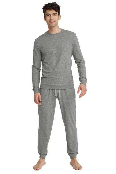 Světle šedé pánské dlouhé pyžamo Henderson