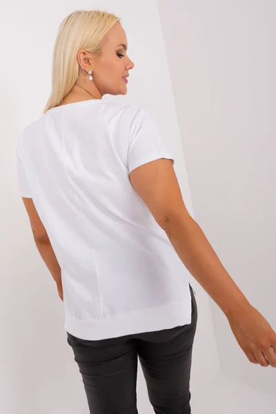 Růžovo-bílé dámské tričko rovný střih FPrice