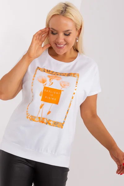 Dámské tričko bílé s oranžovým potiskem FPrice