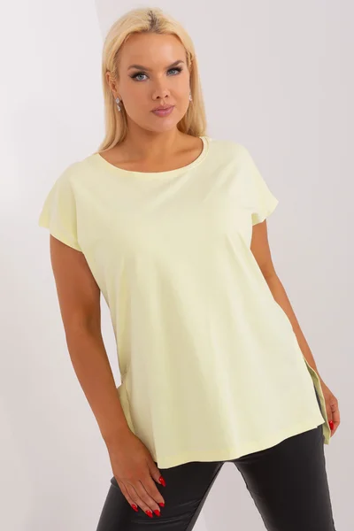 Světle žluté dámské tričko s krátkým rukávem univerzální velikost FPrice