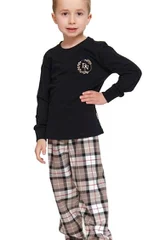 Pohodlné chlapecké pyžamo s černým tričkem dn-nightwear