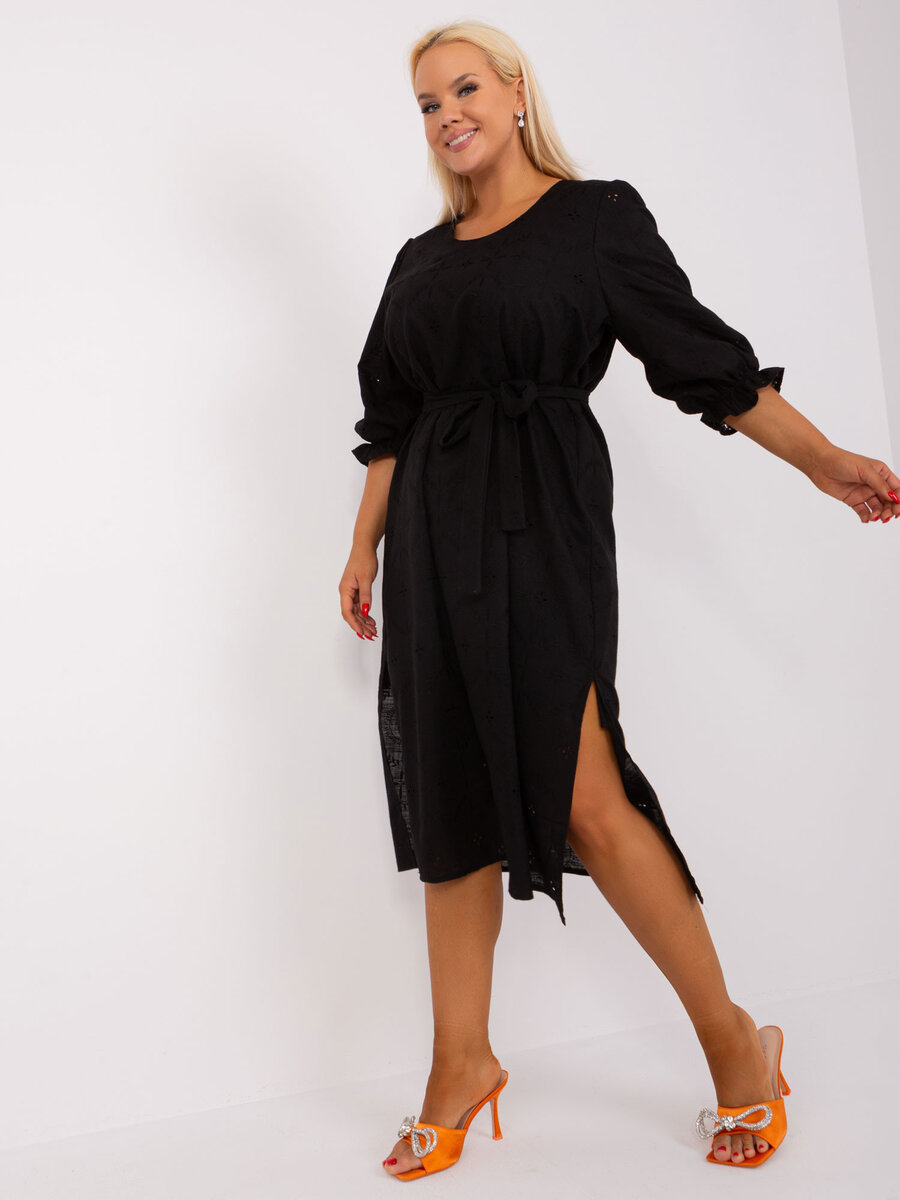 Dámské denní černé šaty plus size FPrice, 46 i523_2016103411337