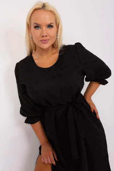 Dámské denní černé šaty plus size FPrice