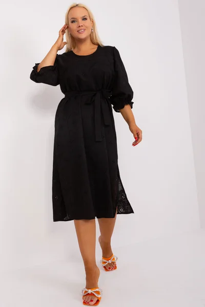 Dámské denní černé šaty plus size FPrice