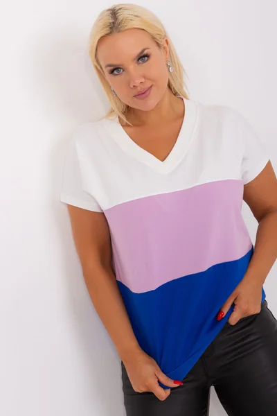 Dámské tričko s pruhy V-neck FPrice