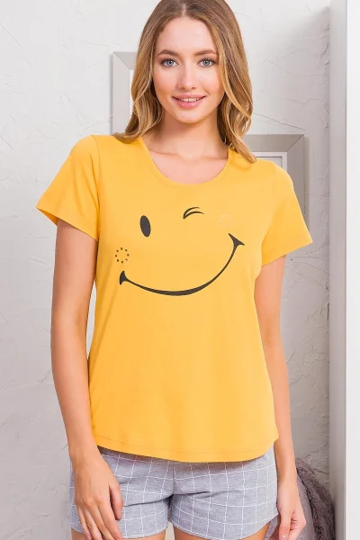 Žluté letní dámské pyžamo Vienetta Big smile