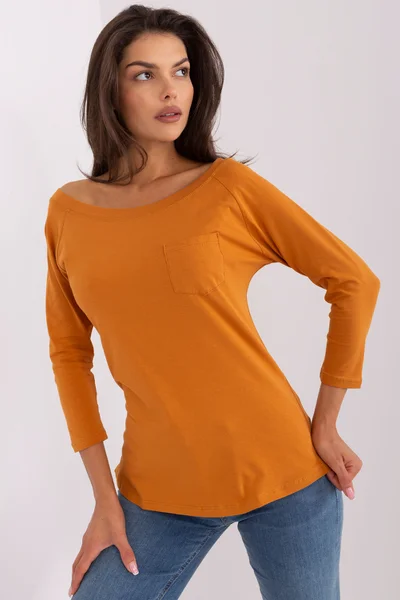 Oranžové dámské tričko s lodičkovým výstřihem FPrice