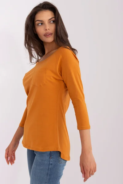 Oranžové dámské tričko s lodičkovým výstřihem FPrice