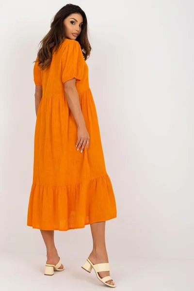 Dámské oranžové oversize midi šaty Och Bella