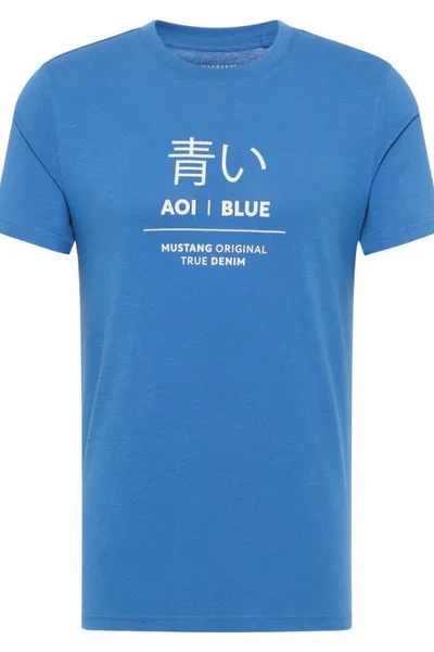 Pánské bavlněné tričko ve světle modré barvě s nápisem Mustang