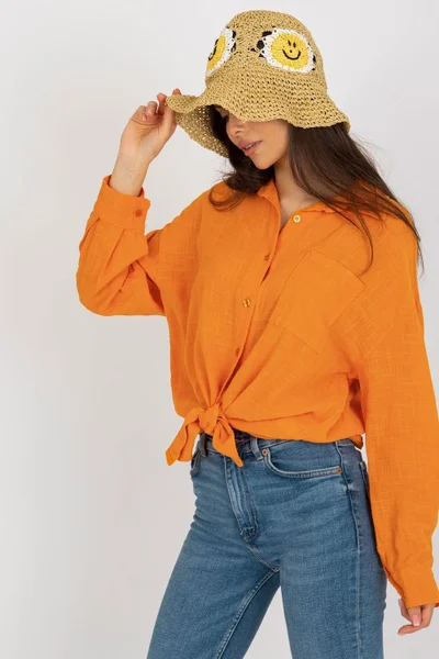 Oranžová dámská košile s dlouhým rukávem Och Bella