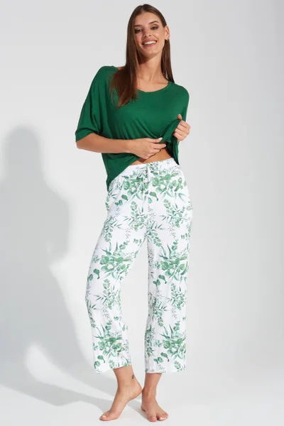Zeleno-bílé dámské pohodlné pyžamo GATTA BODYWEAR