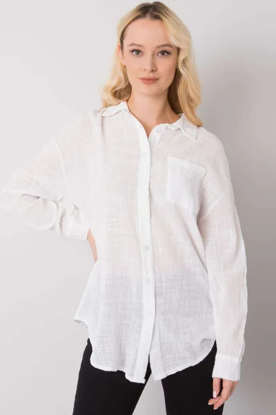 Klasická dámská bavlněná košile s kapsičkou Och Bella bílá