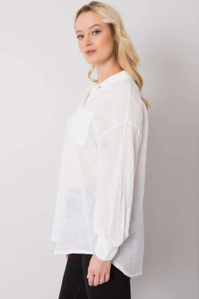 Klasická dámská bavlněná košile s kapsičkou Och Bella bílá
