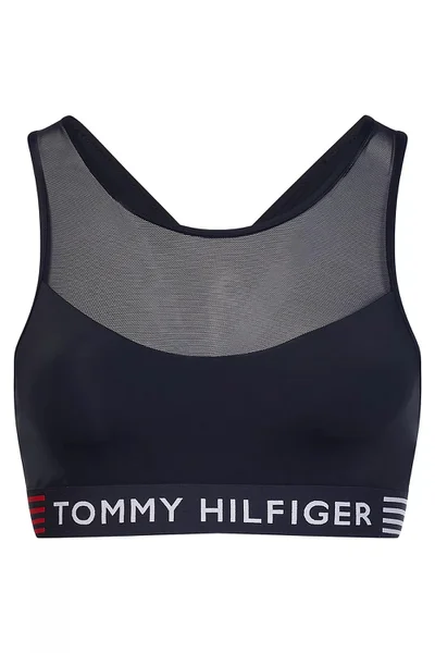 Sportovní dámská černá podprsenka zdobená tylem Tommy Hilfiger