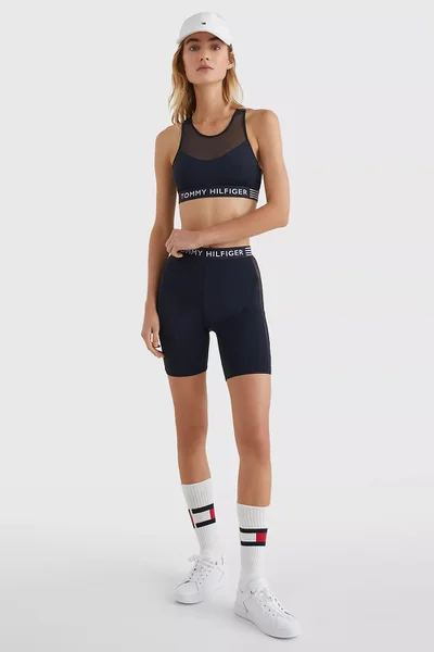 Sportovní dámská černá podprsenka zdobená tylem Tommy Hilfiger