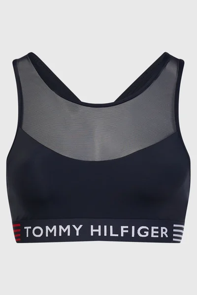 Sportovní dámská černá podprsenka zdobená tylem Tommy Hilfiger