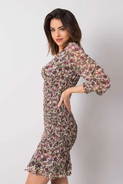 Dámské RUE PARIS Světle béžové dámské šaty s květinami FPrice